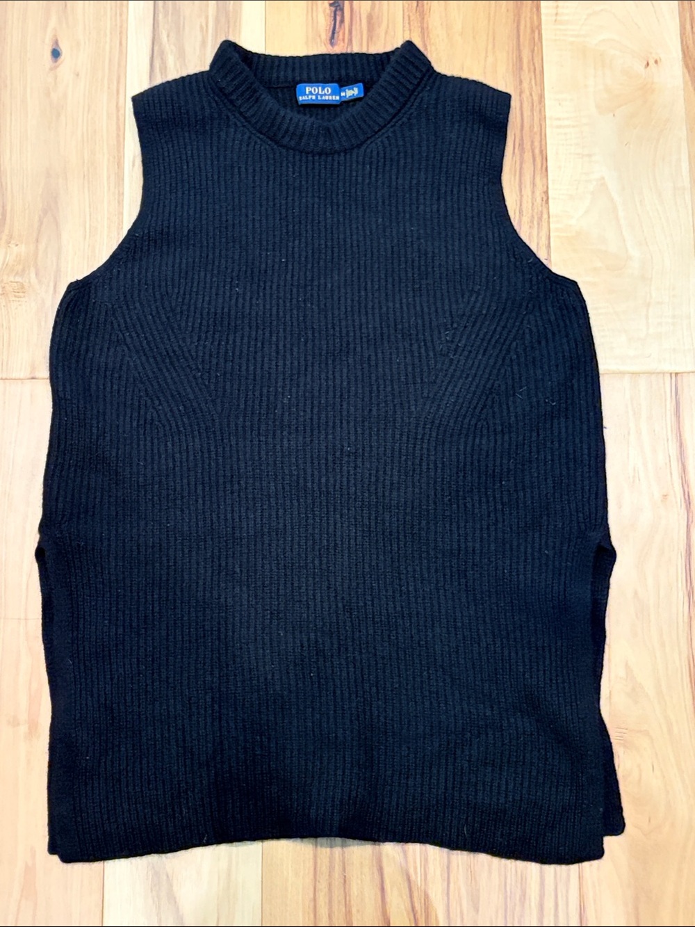 Polo by Ralph Lauren Black Ribbed Crewneck Sleeveless Sweater